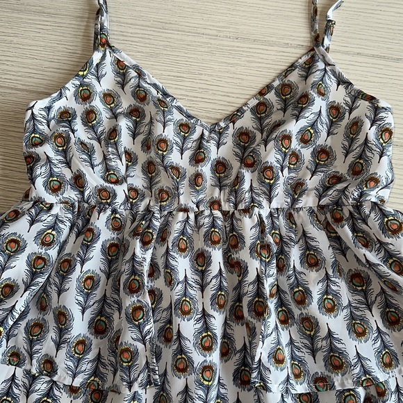 Anthropologie Oat + Fawn Peacock Feather Mini Dress Size Small - Picture 5 of 9